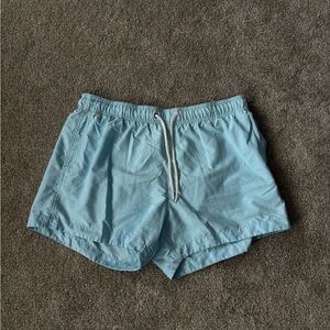 H&M Men's Sky Blue Swim Trunks with Drawstring